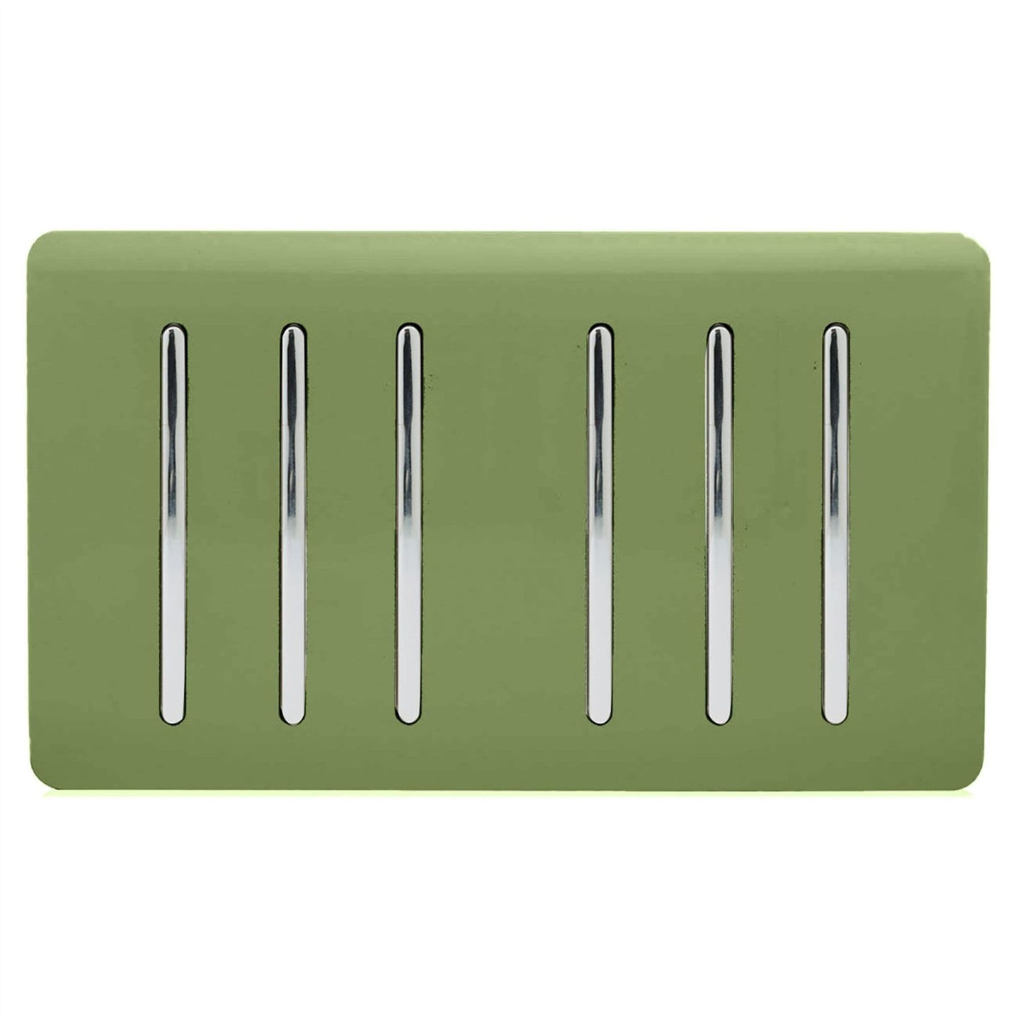 Trendi Artistic Modern Glossy 6 Gang 2 Way Rocker Double Plate Tactile Light Switch Moss Green