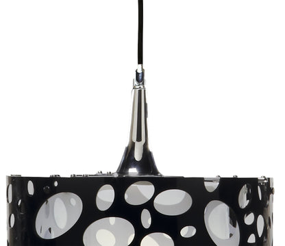 Mantra Lupin 30cm Pendant 1 Light E27, Gloss Black/White Acrylic/Polished Chrome, CFL Lamps INCLUDED