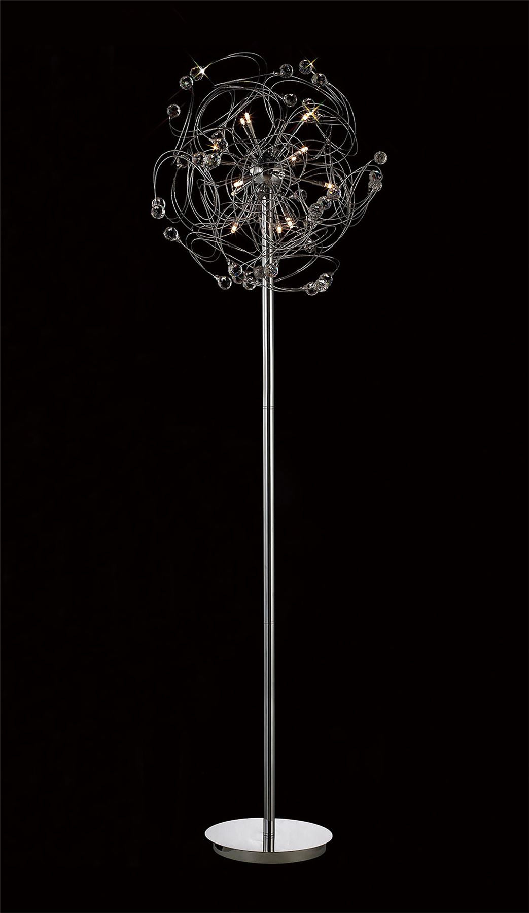 Diyas Messe Floor Lamp 12 Light G4 Polished Chrome/Crystal, NOT LED/CFL Compatible