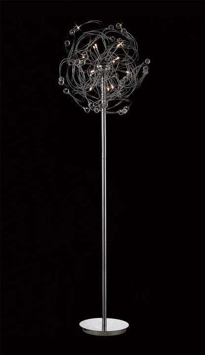 Diyas Messe Floor Lamp 12 Light G4 Polished Chrome/Crystal, NOT LED/CFL Compatible