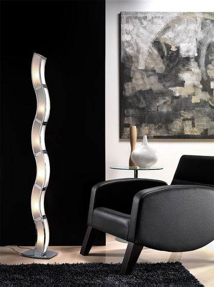 Mantra Duna GU10 Floor Lamp 6 Light L1/SGU10, Polished Chrome/White Acrylic, CFL Lamps INCLUDED