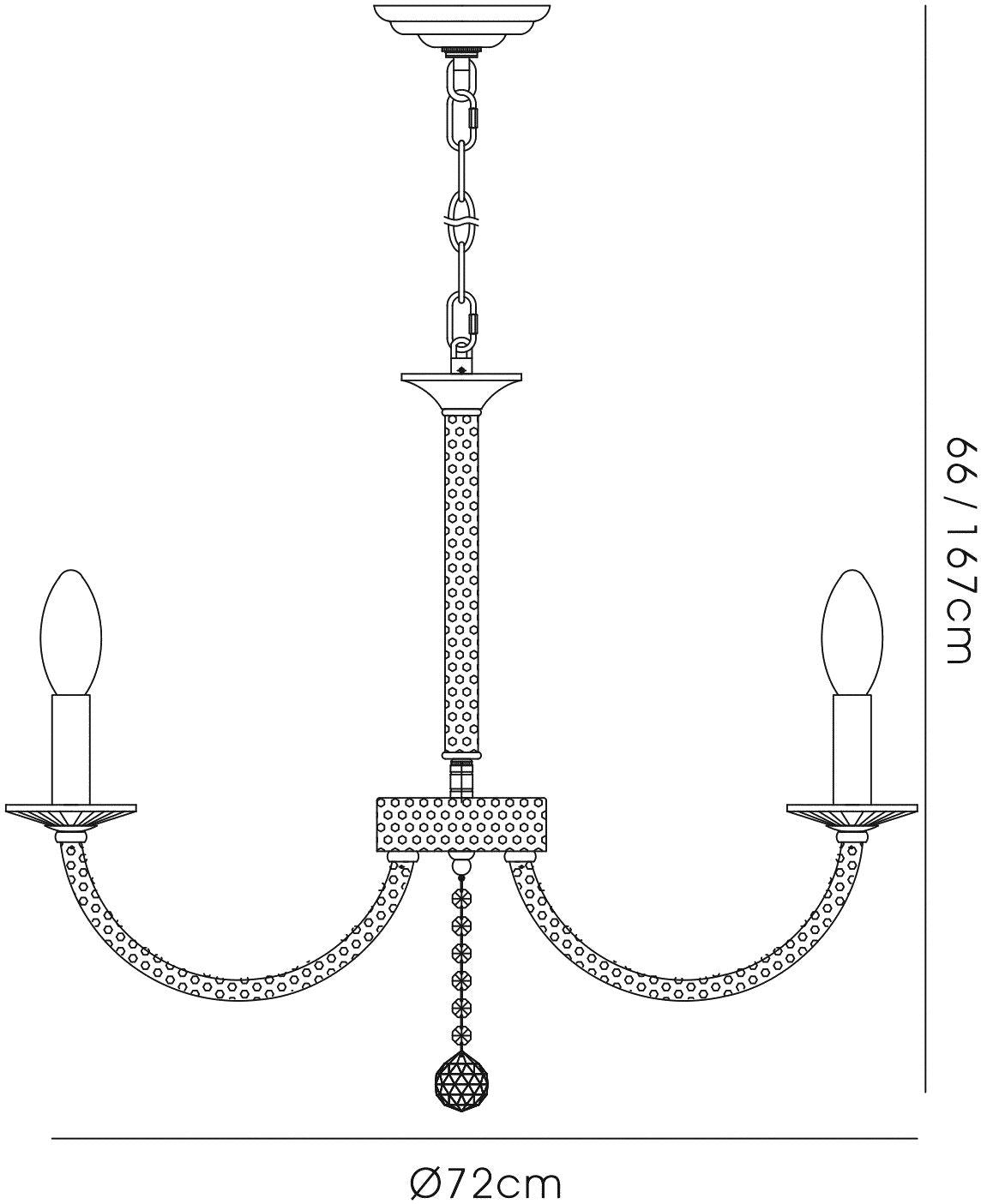 Diyas Elena 70cm  8 Light E14 Polished Chrome/Crystal Ceiling Pendant Light Fitting