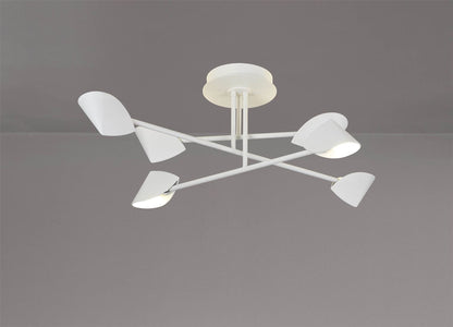 Mantra Capuccina 90cm Medium 6 Light Semi Flush, 45W LED, 3000K, 3100lm, White, 3yrs Warranty