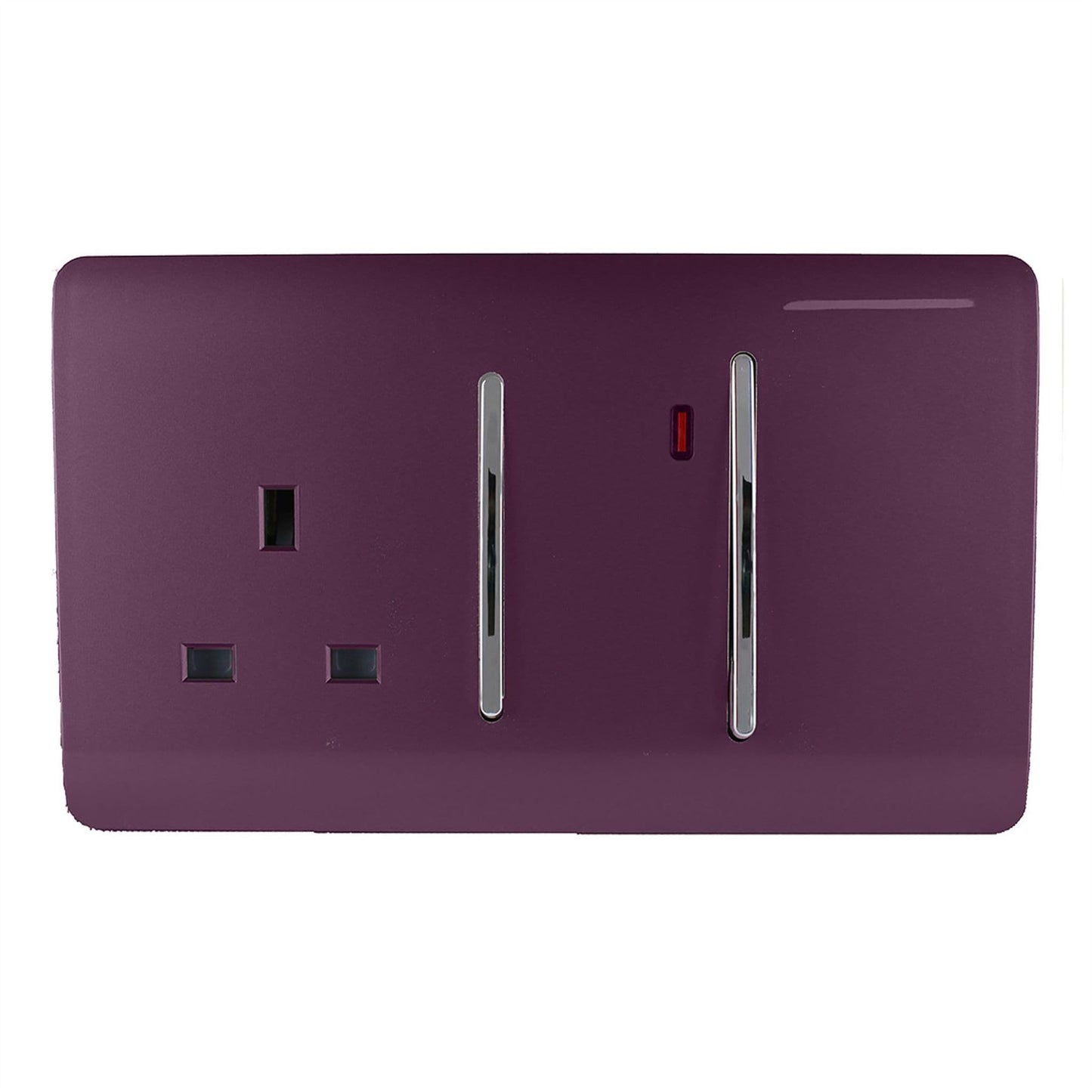 Trendi Artistic Modern Glossy 45 A Cooker Switch & Plug Socket Inc Neon Insert Plum