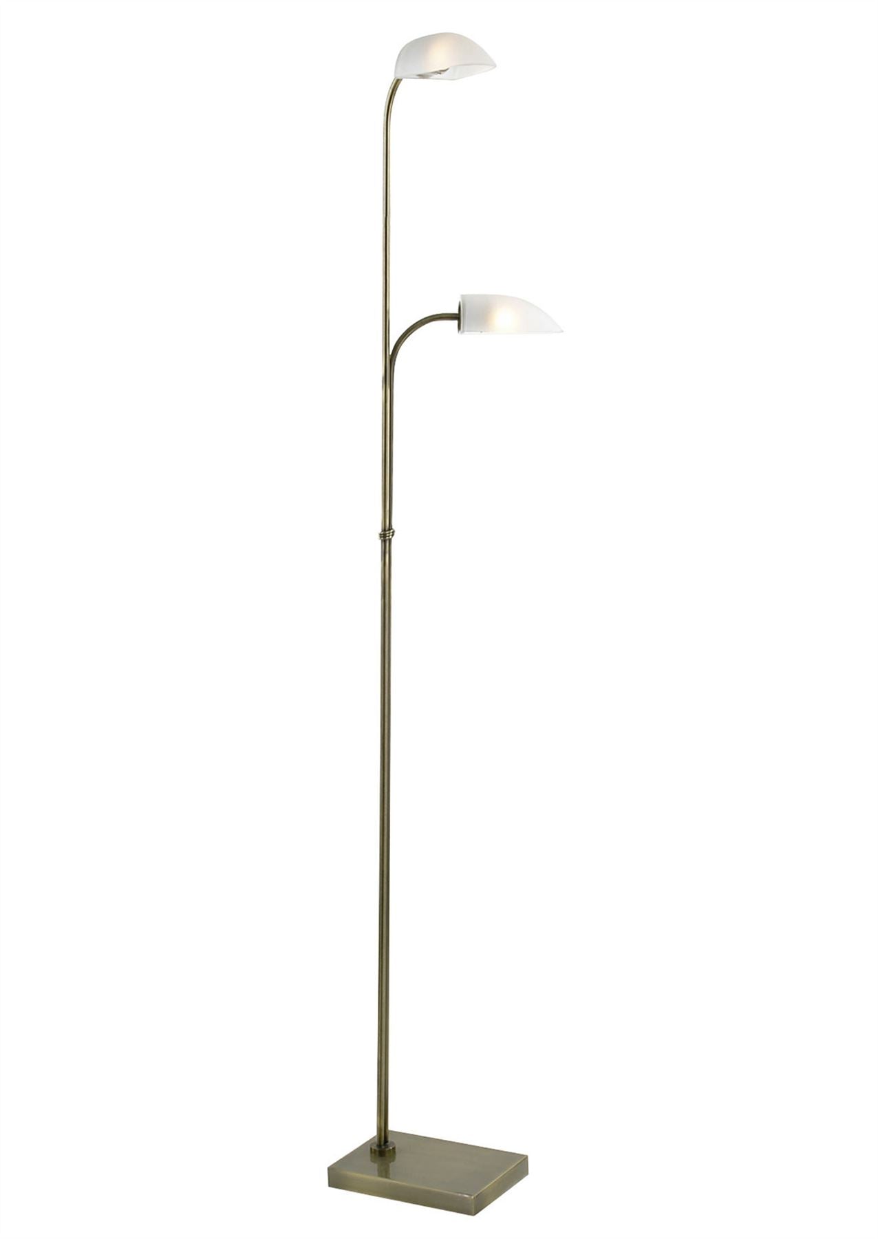 Diyas Udine Floor Lamp with In-Line Dimmer 2 Light G9 Satin Chrome/Frosted Glass, NOT LED/CFL Compatible