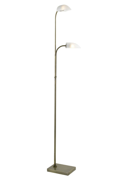 Diyas Udine Floor Lamp with In-Line Dimmer 2 Light G9 Satin Chrome/Frosted Glass, NOT LED/CFL Compatible