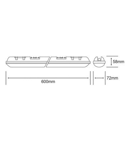 Techtouch Linesta X2 Supervision,0.6m,12W LED,Cool White,4000K,1200lm,130°,Inc. Driver,3yrs Warranty,IP65