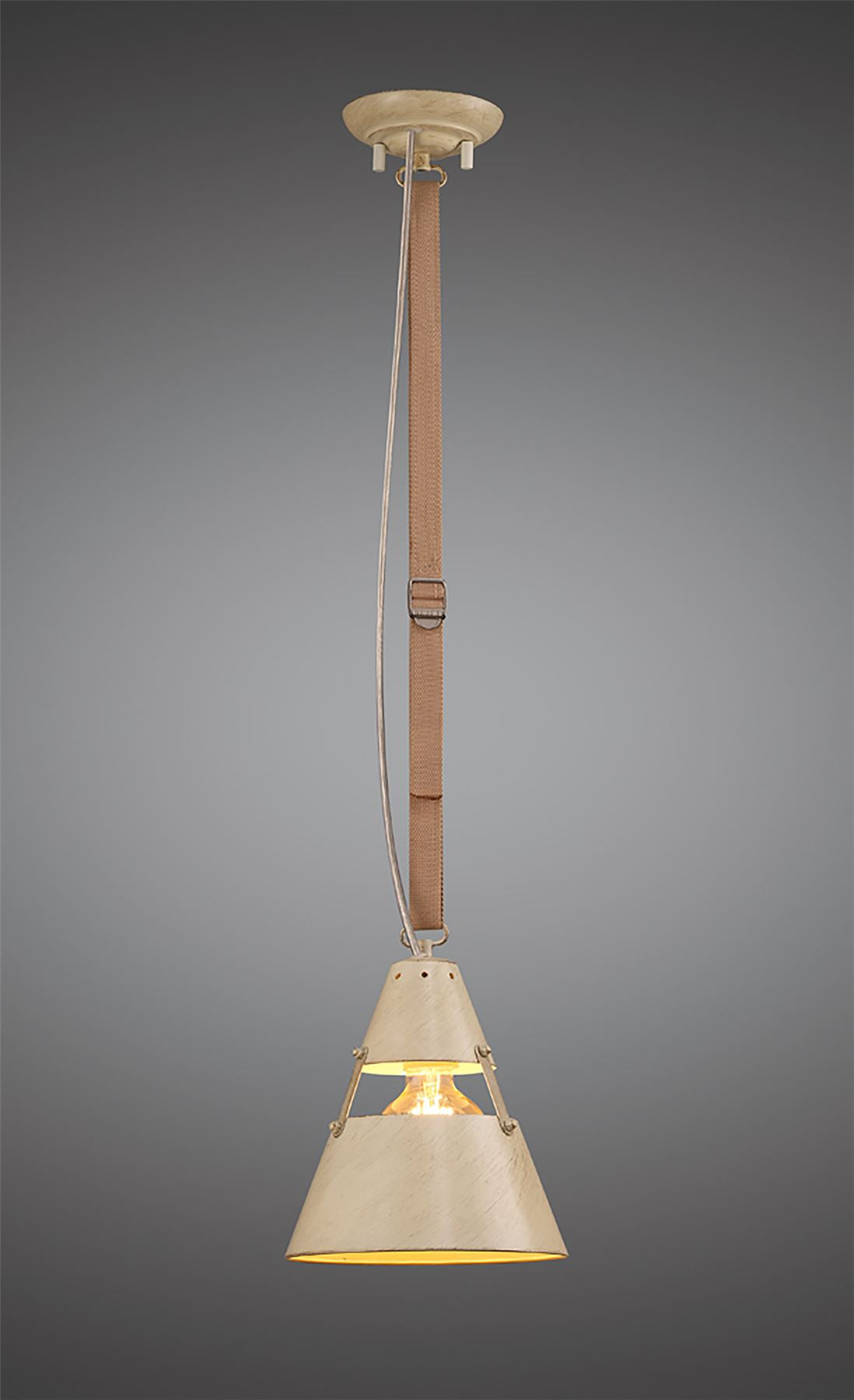 Mantra M5432 Industrial Ceiling 1 Light 40W E27 SSand Metal, Beige Belt