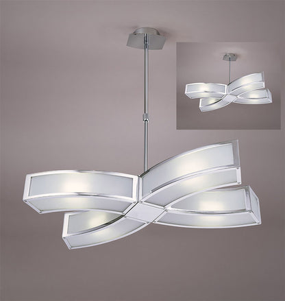 Mantra Duna GU10 Pendant 4 Light L1/SGU10, Polished Chrome/White Acrylic, CFL Lamps INCLUDED