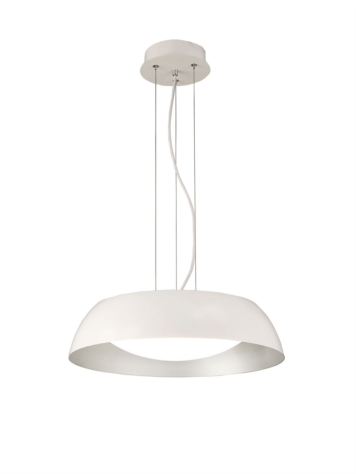 Mantra M4840 Argenta Pendant Small 18W LED 3000K, 1800lm, Matt White/Silver/White Acrylic, 3yrs Warranty