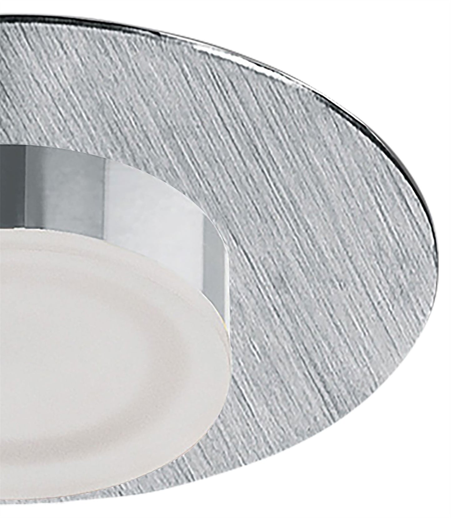 Mantra Fusion Marcel Recessed Down Light 4W LED Round 3000K IP44, 360lm, Satin Aluminium/Frosted Acrylic/Chrome, Cut Out: 70mm, Driver Included, 3yrs Warranty