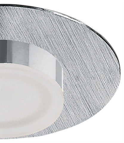 Mantra Fusion Marcel Recessed Down Light 4W LED Round 3000K IP44, 360lm, Satin Aluminium/Frosted Acrylic/Chrome, Cut Out: 70mm, Driver Included, 3yrs Warranty