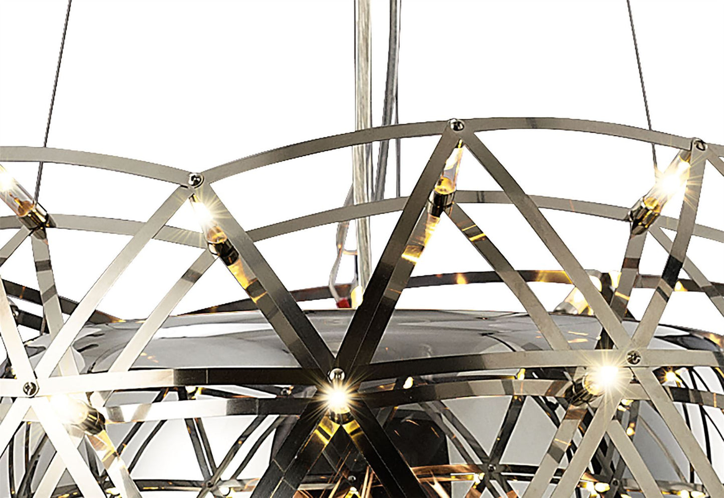 Diyas Atria 55cm  2 Light E27 with LEDs and Remote Control Stainless Steel Ceiling Pendant Light Fitting