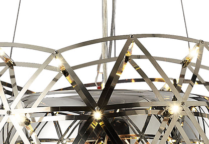 Diyas Atria 55cm  2 Light E27 with LEDs and Remote Control Stainless Steel Ceiling Pendant Light Fitting