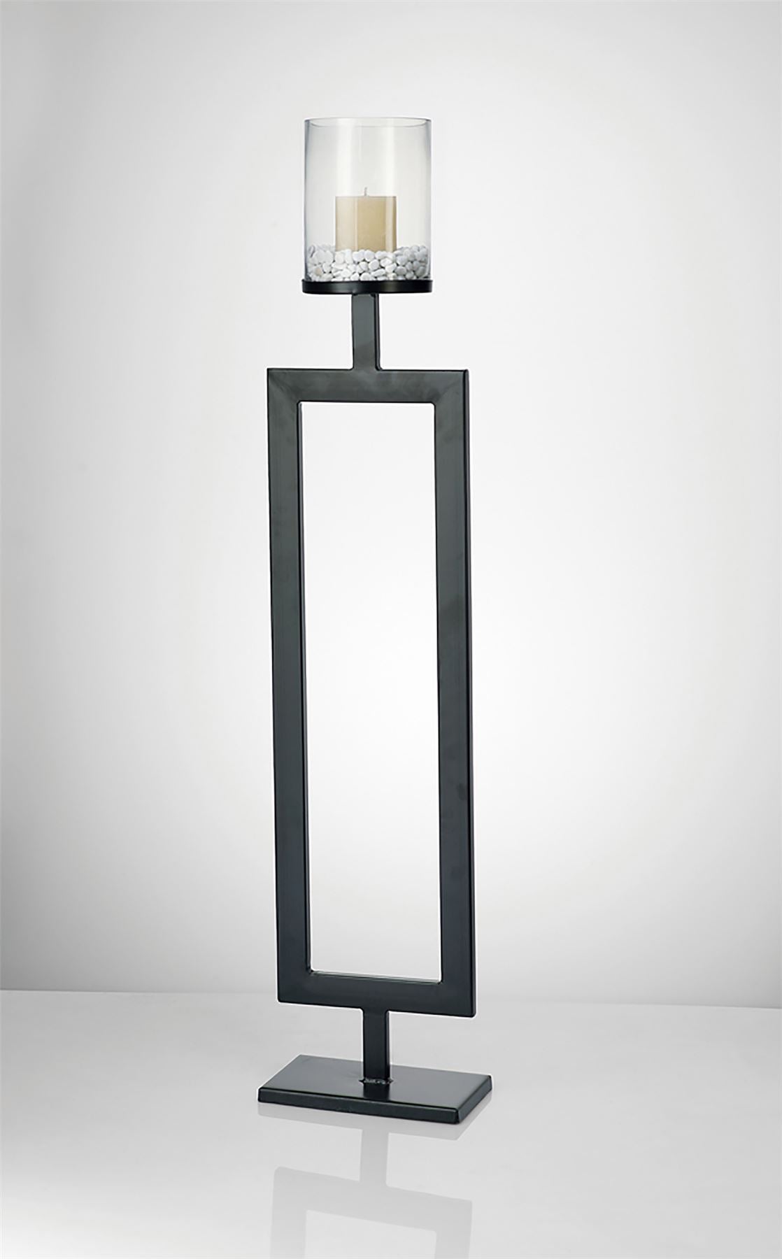 Diyas Home (DH) Nerissa Candle Holder 109cm Black/Clear Glass Art