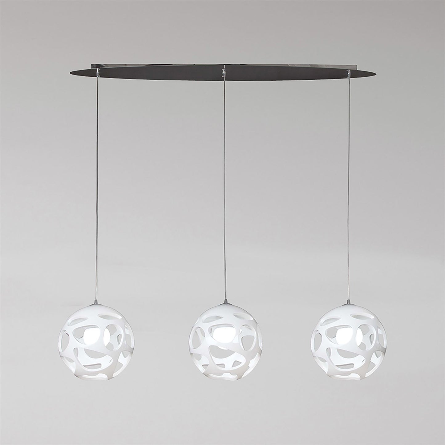 Mantra M5145 Organica Linear Pendant 3 Light E27 Line, Gloss White/Polished Chrome
