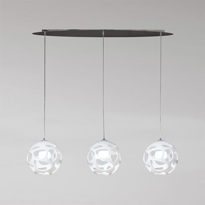 Mantra M5145 Organica Linear Pendant 3 Light E27 Line, Gloss White/Polished Chrome