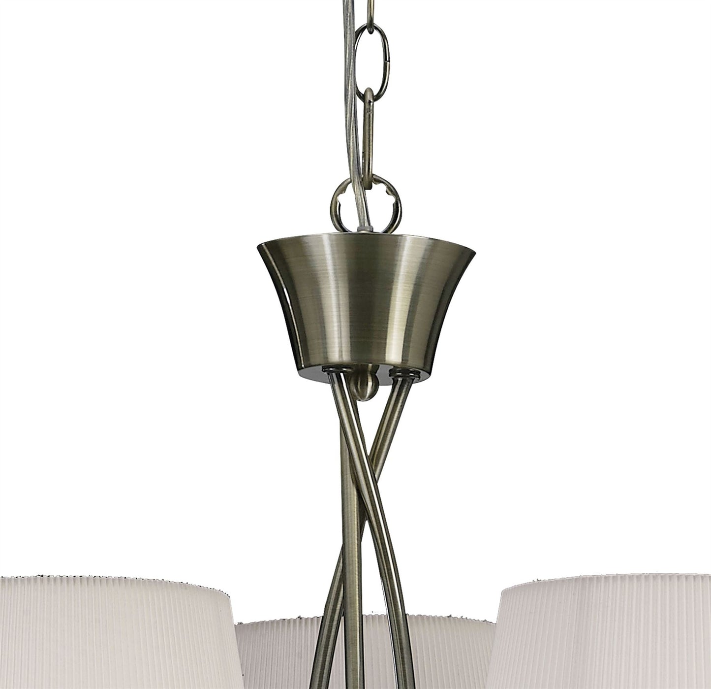 Mantra Mara 64cm Pendant 3 Light E14, Antique Brass with Ivory White Shades