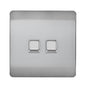 Trendi Switch 2 Gang RJ45 Cat 6 Modern Designer PC Ethernet Socket in Brushed Steel