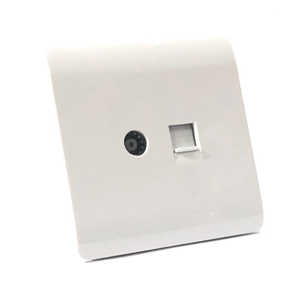 Trendi Artistic Modern TV Co-axial Socket + Telephone Socket White ART-TLP+TVWH