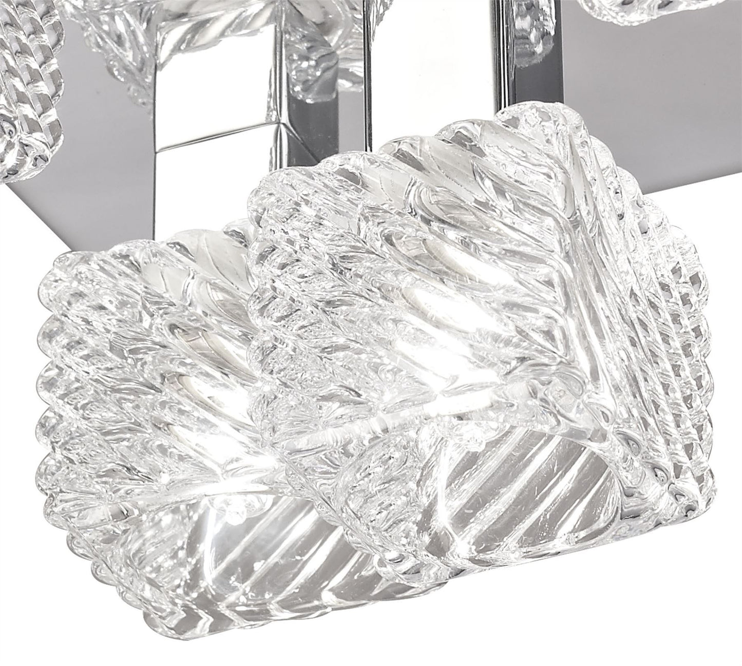 Deco Accor Ceiling Flush 5 Light G9, 230mm Square, Polished Chrome/Clear Glass