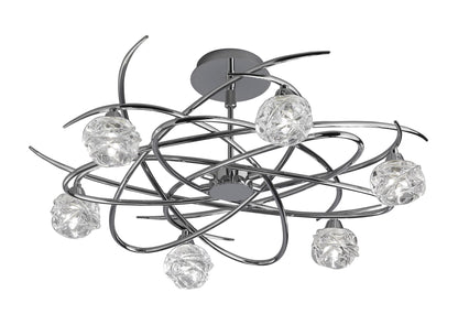 Mantra M3942 Maremagnum Telescopic Semi Flush Convertible 6 Light G9, Polished Chrome