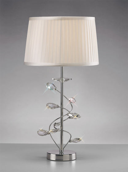 Diyas Willow Crystal Table Lamp with White Shade 1 Light E27 Polished Chrome