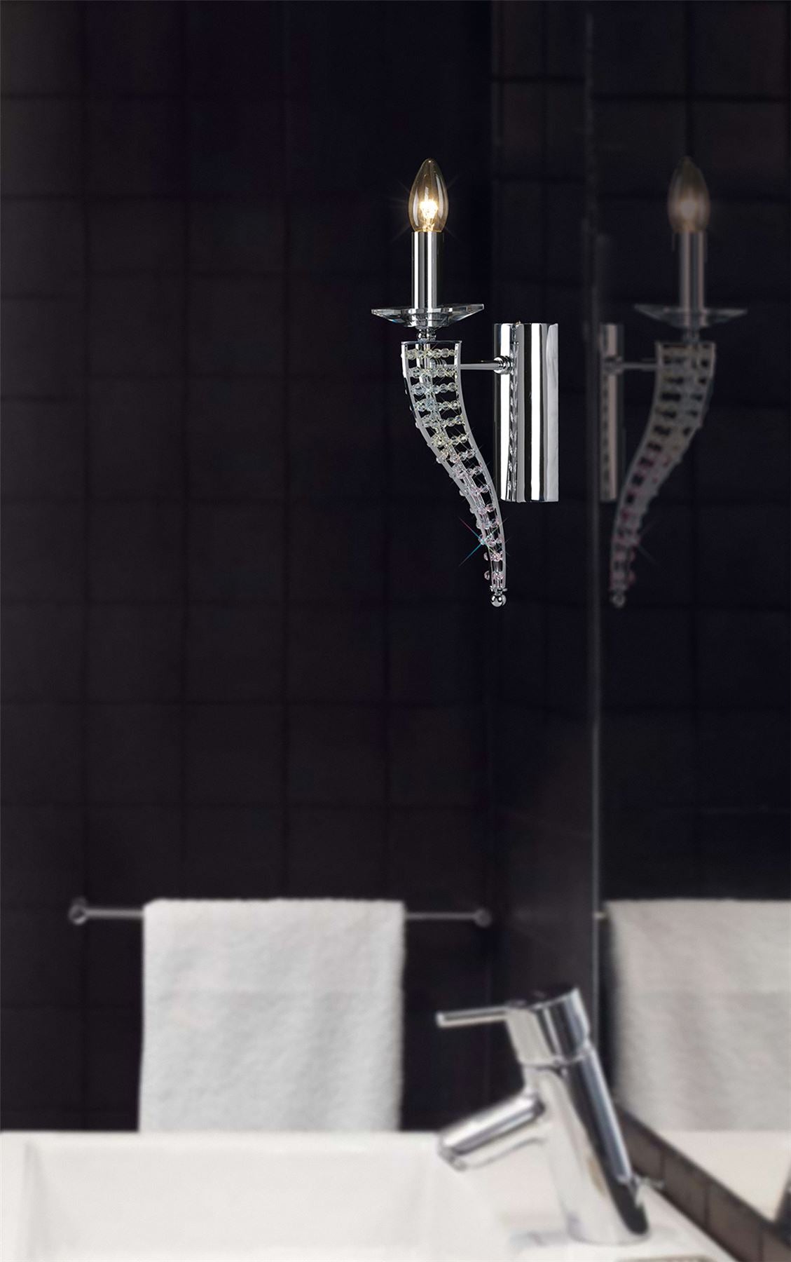 Diyas Santo Wall Light 1 Light E14 Polished Chrome/Crystal