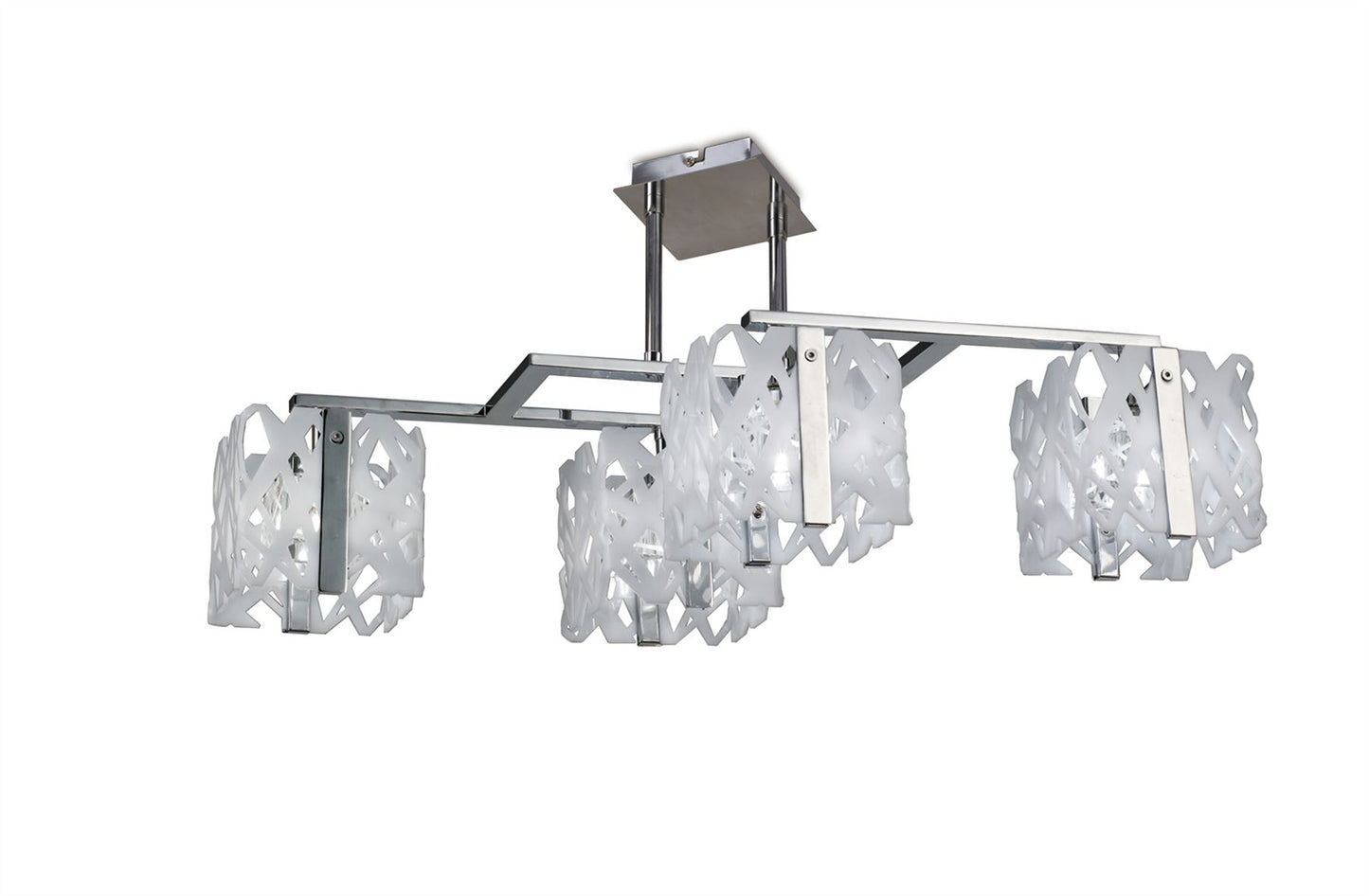 Mantra M1257 Tokio Rectangular Telescopic Semi Flush Convertible 4 Light G9 Line, Gloss White/Polished Chrome