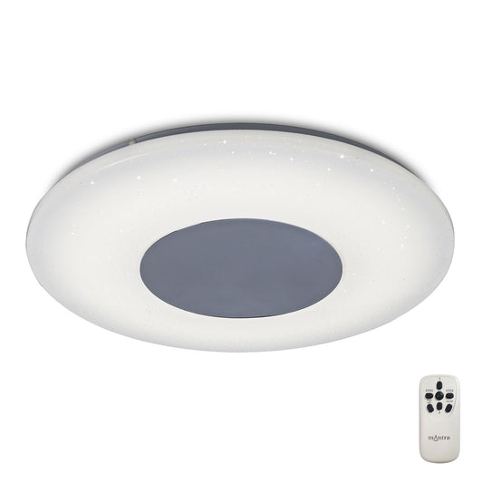 Mantra Fusion Reef I M5933 Reef Ceiling 45cm Round 48W LED 3000-6500K Tuneable, 3500lm, Remote Control Chrome/ White, 3yrs Warranty - M5933 Ceiling