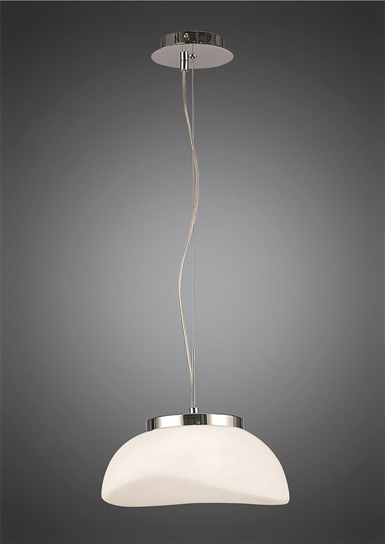 Mantra M4893 Opal Pendant 1 Light E27, Polished Chrome/Frosted White Glass