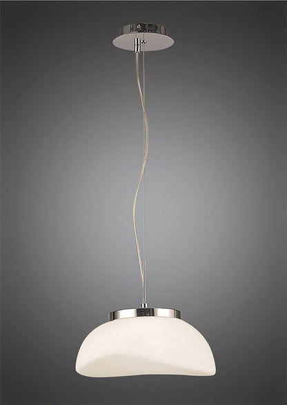 Mantra M4893 Opal Pendant 1 Light E27, Polished Chrome/Frosted White Glass