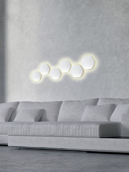 Mantra Fusion MC0116 Bora Bora Wall Light 19.2cm Hexagonal 12W LED 3000K, 1080lm, Silver Paint, 3yrs Warranty