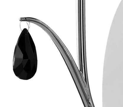 Mantra M6317 Andrea Wall Light, 1 x E14 (Max 20W), Polished Chrome, White Shades, Black Crystal Droplets