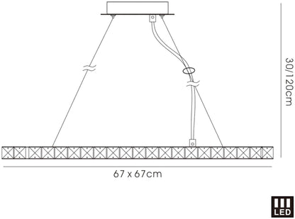 Diyas Galaxy  Square Large 36W LED 4000K Polished Chrome/Crystal Ceiling Pendant Light Fitting