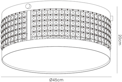 Diyas Celsa 45cm Flush  4 Light E14 Polished Chrome/Black Faux Leather/Crystal Ceiling Light Fitting