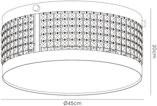 Diyas Celsa 45cm Flush  4 Light E14 Polished Chrome/Black Faux Leather/Crystal Ceiling Light Fitting