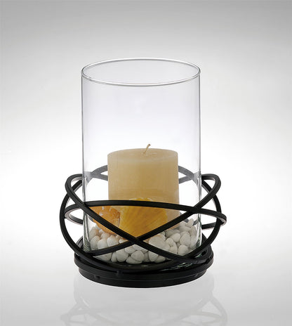 Diyas Home (DH) Oriana Candle Holder 9Cm Black/Clear Glass Art