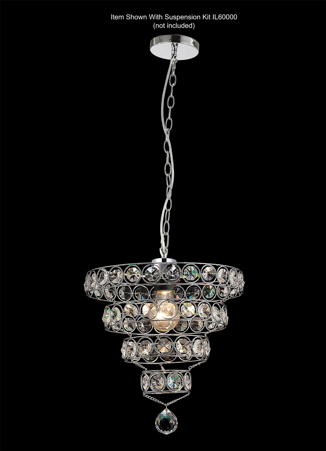 Diyas Kudo Crystal Ring Non-Electric SHADE ONLY Polished Chrome/Crystal