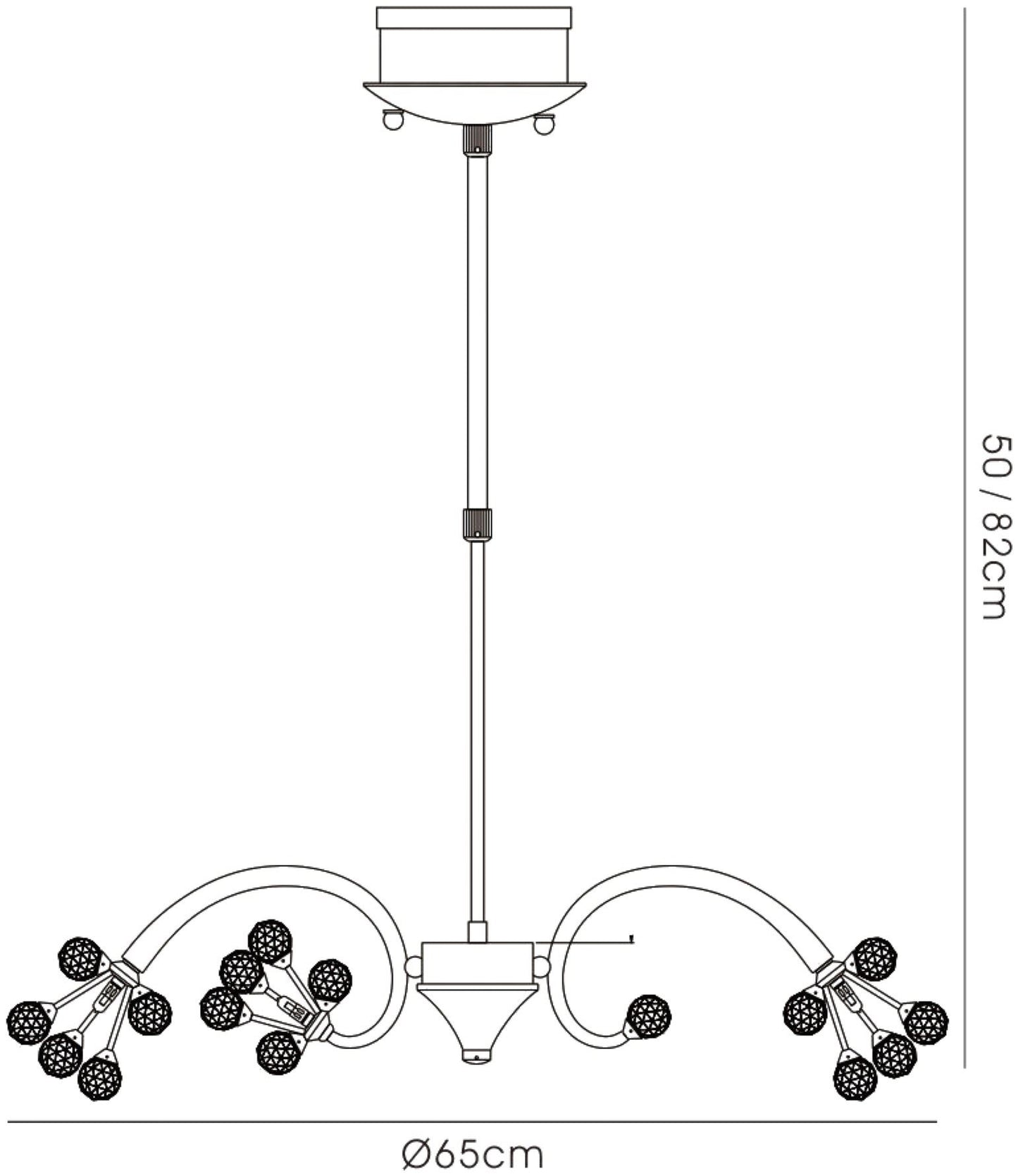 Diyas Octavia 65cm  9 Light G4 Polished Chrome/Crystal, NOT LED/CFL Compatible Ceiling Pendant Light Fitting