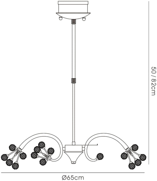 Diyas Octavia 65cm  9 Light G4 Polished Chrome/Crystal, NOT LED/CFL Compatible Ceiling Pendant Light Fitting