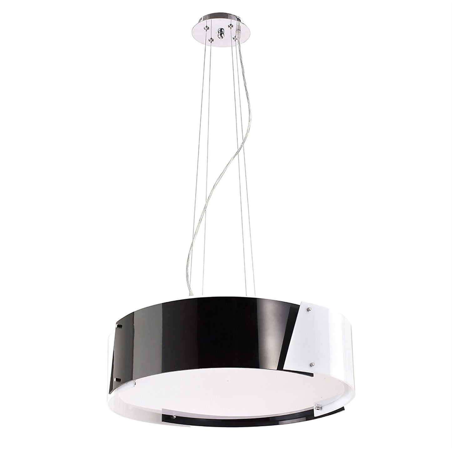Diyas Dakota 57cm  Small 4 Light E27 Polished Chrome/Black & White Acrylic Ceiling Pendant Light Fitting