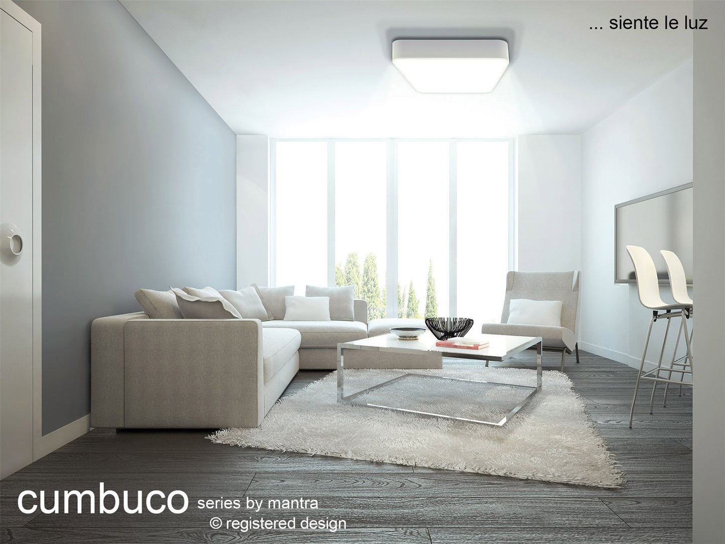 Mantra Fusion M6153 Cumbuco Ceiling 60cm Square, 80W LED, 3000K, 5650lm, White, 3yrs Warranty - M6153 Ceiling