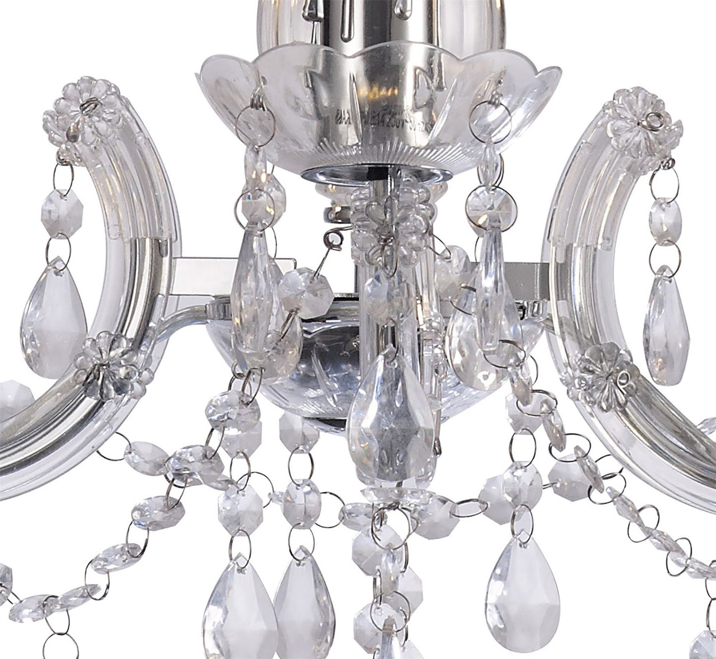 Deco Floria Chandelier with Acrylic Sconce & Acrylic Droplets 3 Light E14 Polished Chrome Finish