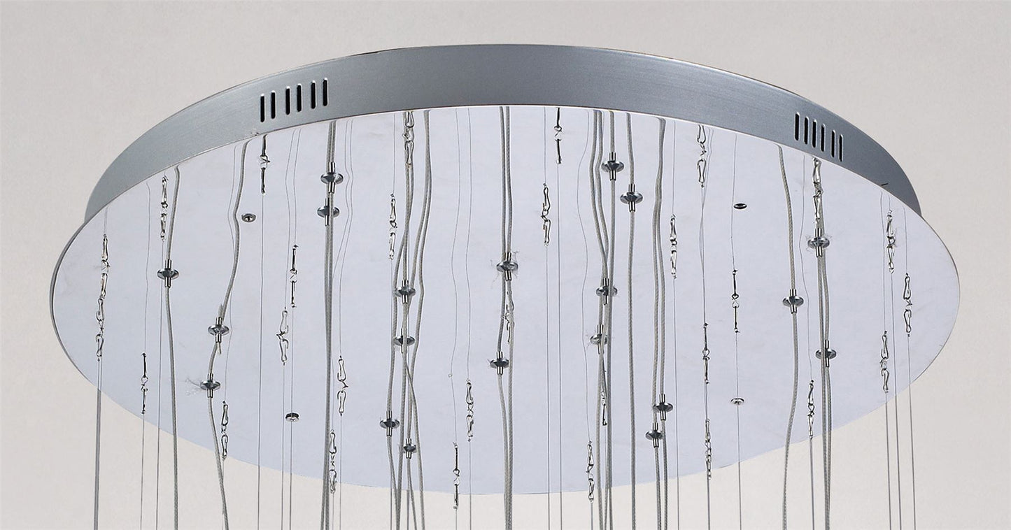 Diyas Class 60cm  Round 20 Light G4 Polished Chrome/Black Glass/Crystal, NOT LED/CFL Compatible Ceiling Pendant Light Fitting