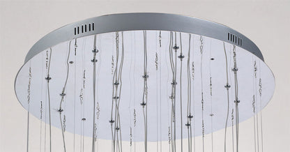 Diyas Class 60cm  Round 20 Light G4 Polished Chrome/Black Glass/Crystal, NOT LED/CFL Compatible Ceiling Pendant Light Fitting
