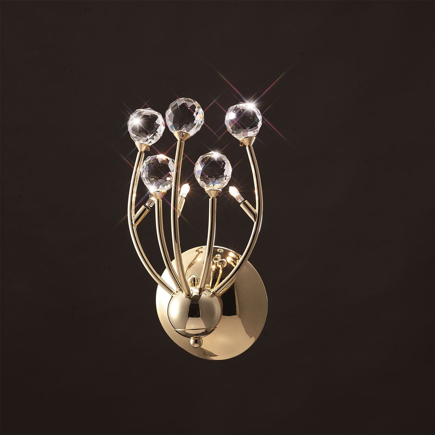 Diyas Xeena Wall Light Switched 3 Light G4 French Gold/Crystal, NOT LED/CFL Compatible