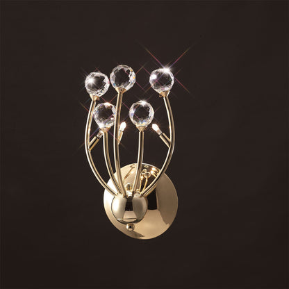 Diyas Xeena Wall Light Switched 3 Light G4 French Gold/Crystal, NOT LED/CFL Compatible