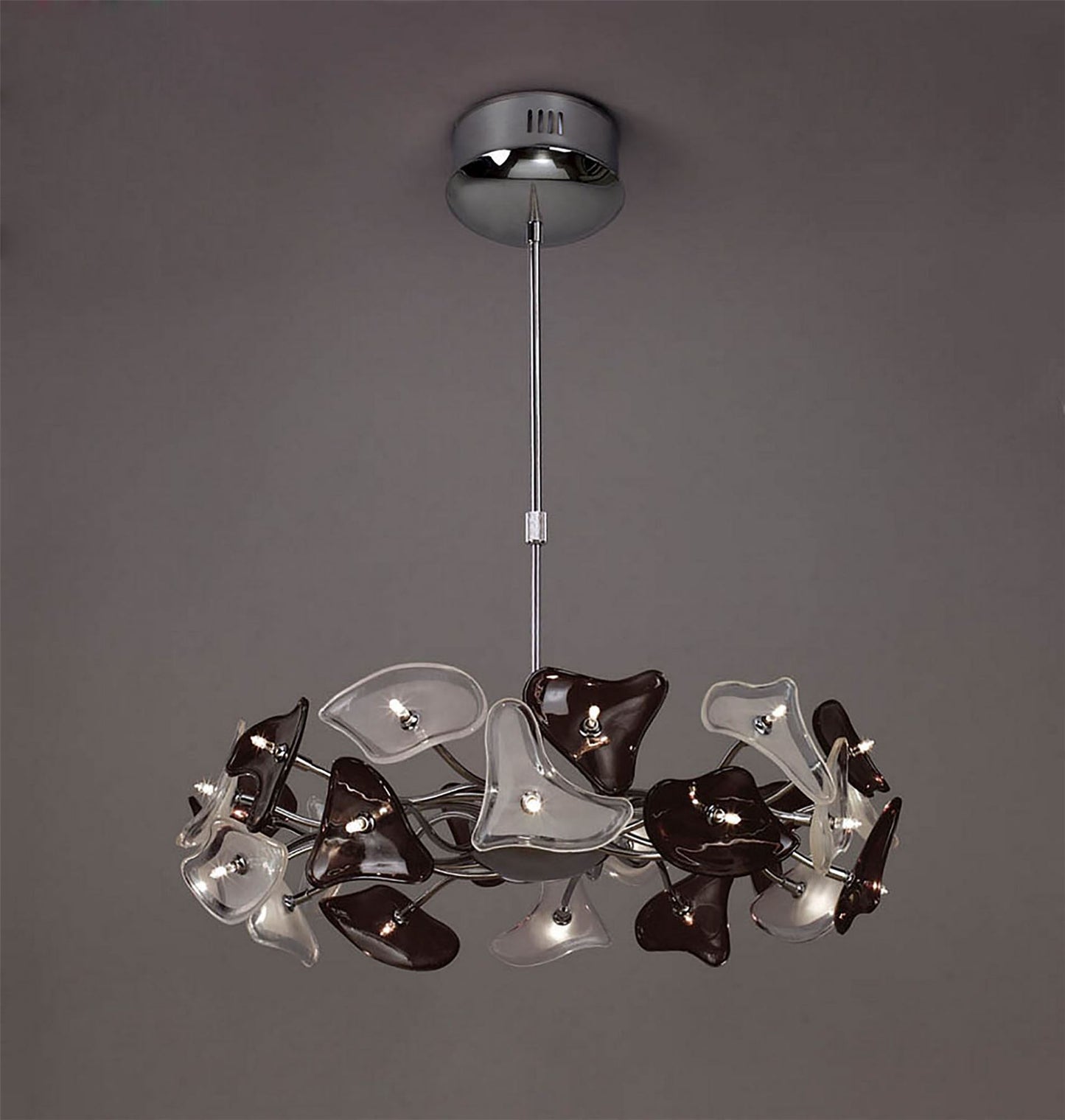 Mantra Otto 65cm Pendant 24 Light G4 Ring, Polished Chrome/Frosted Glass/Black Glass, NOT LED/CFL Compatible