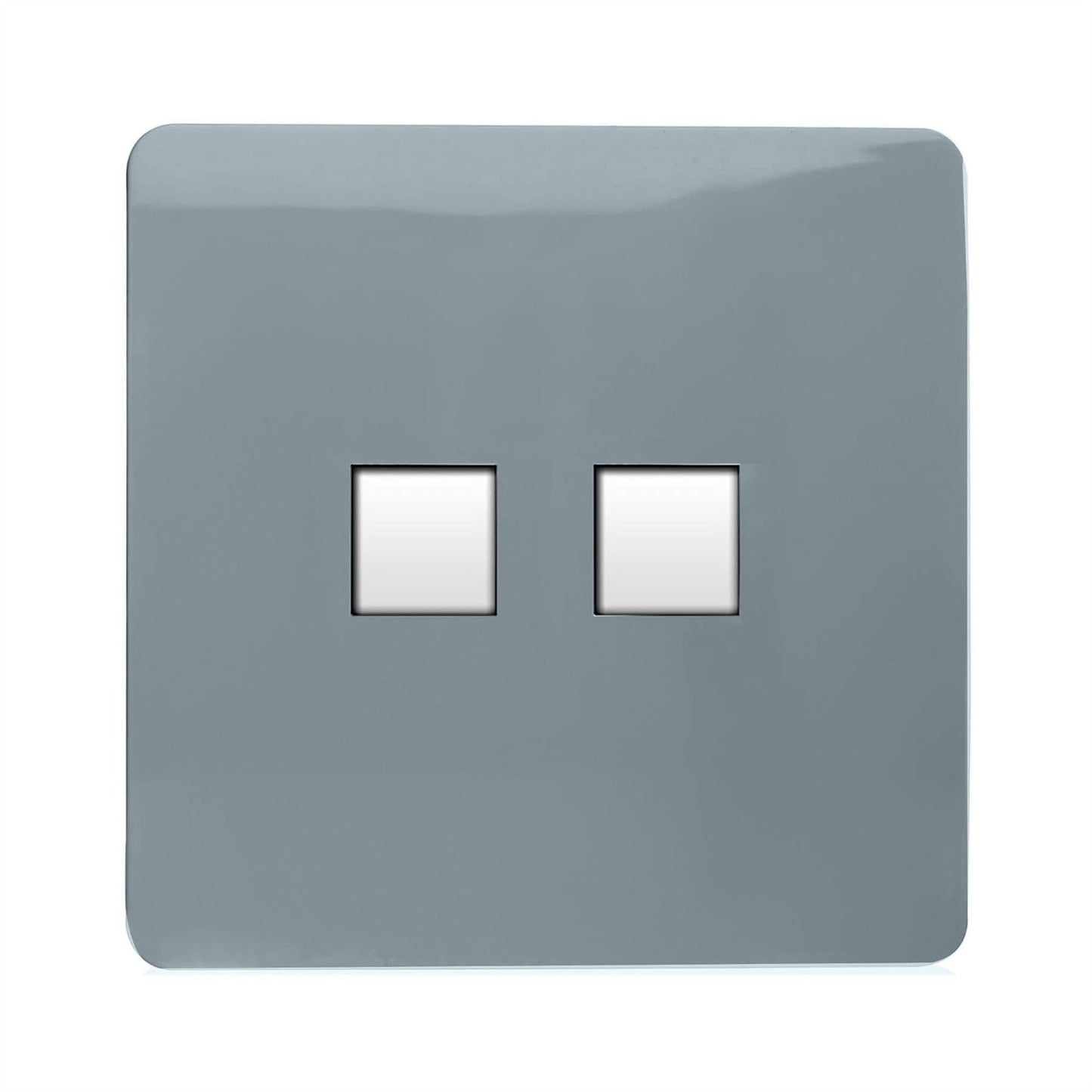 Trendi Artistic Modern Glossy Tactile Telephone Socket + Cat 5e&Cat 6 RJ45 PC Socket Cool Grey